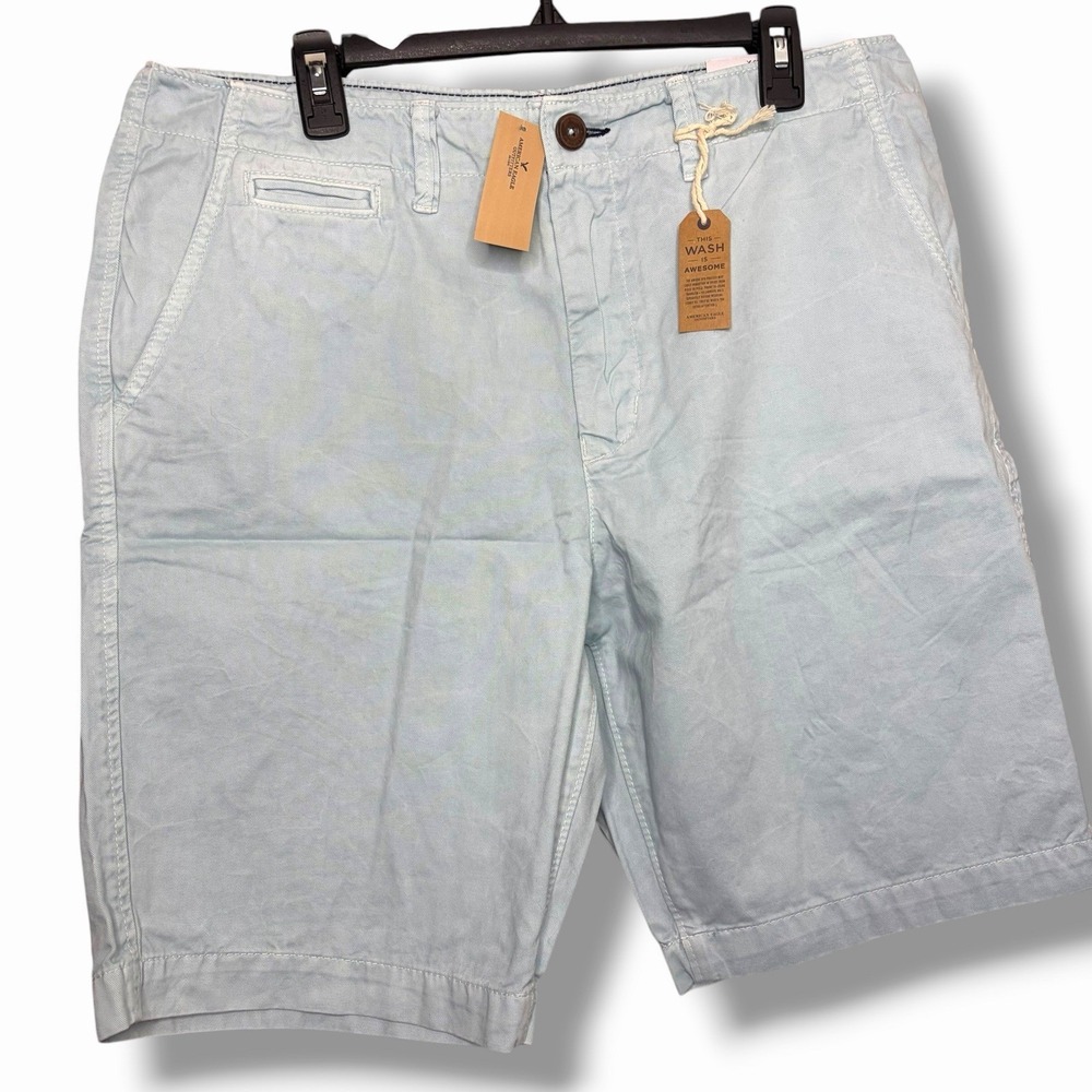 New American Eagle Men's Classic Chino Shorts Blue Size 35x10 Beach Golf Preppy